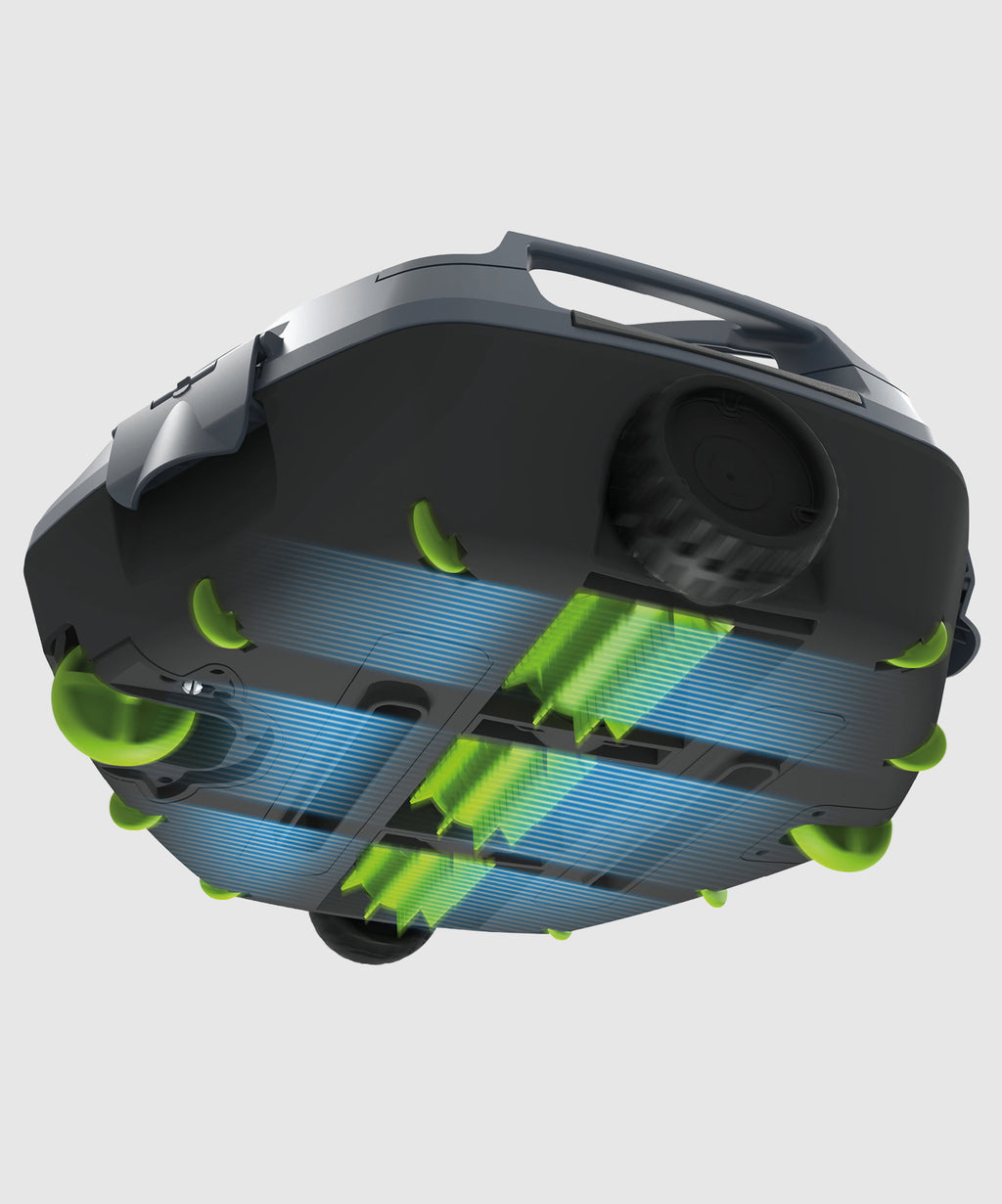 vue du dessous robot de piscine